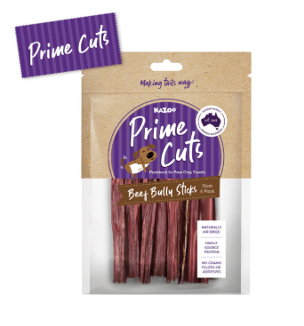Kazoo Prime Cuts Beef Bully Sticks -15cm 6pk