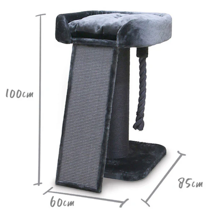 Kazoo Kitty High Bed w/Scratching Ramp Charcoal