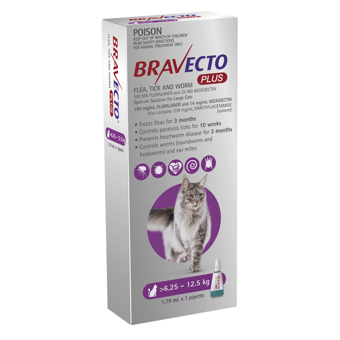 Bravecto Plus For Cats Large 6.25-12.5kg