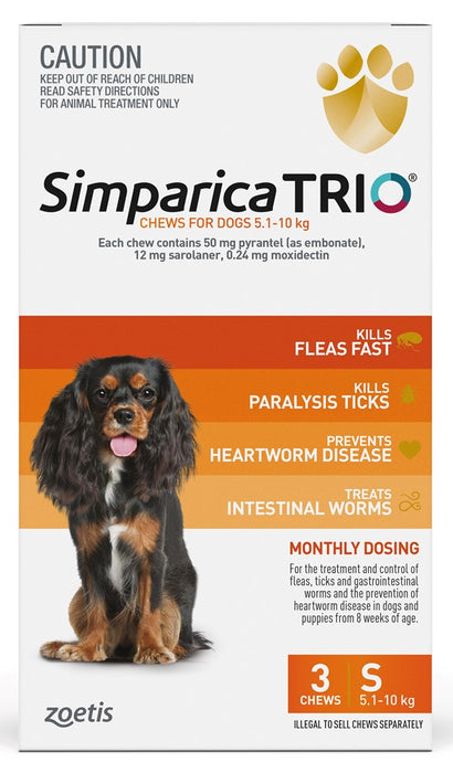 Simparica Trio Small Dog 5.1-10kg [Sz:3pk]