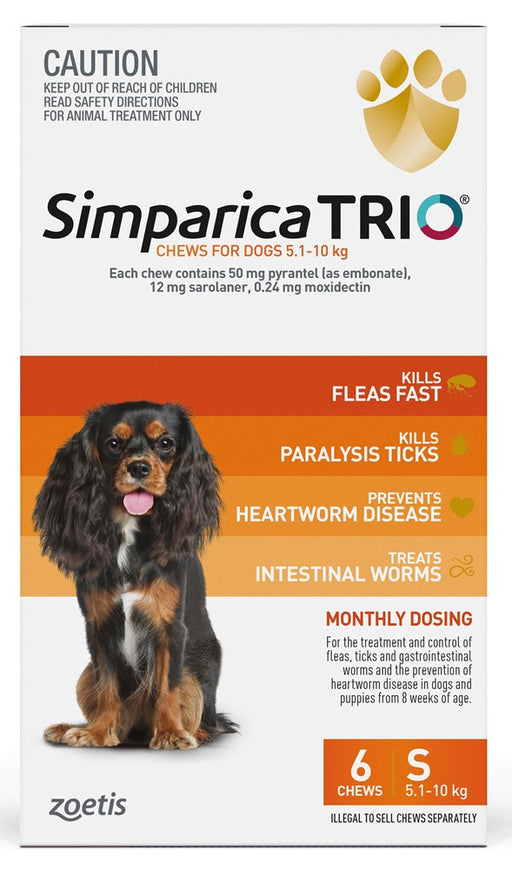 Simparica Trio Small Dog 5.1-10kg [Sz:6pk]