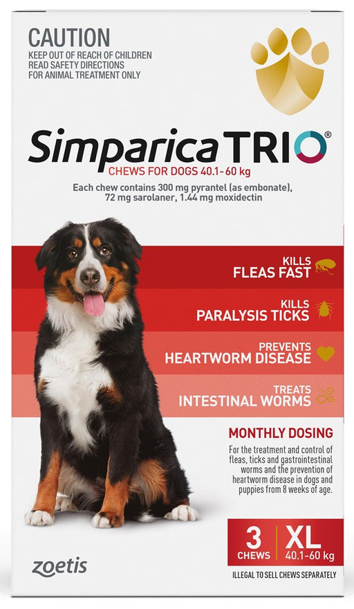 Simparica Trio XLge Dog 40.1-60kg [Sz:3pk]