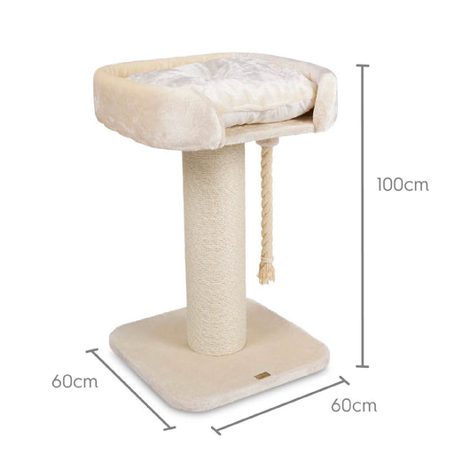 Kazoo High Bed Scratch Post With Rope [Clr:Cream Plush & Sisal]