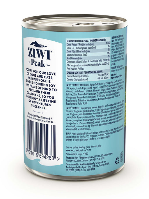 Ziwi Peak Dog Can Mackerel & Lamb 390g