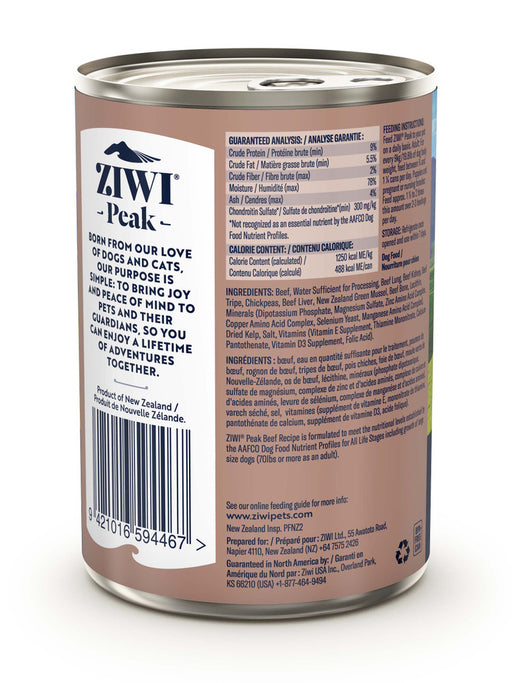 Ziwi Peak Dog Can Beef 390g