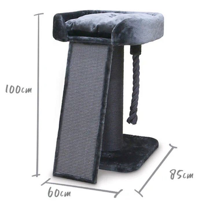 Kitty High Bed w/Scratching Ramp Charcoal