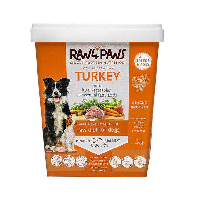 RAW 4 PAWS TURKEY CONTAINER 900G