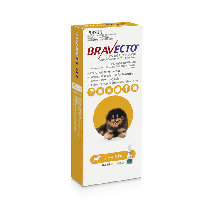 Bravecto Spot On For Dogs XSml 2-4.5kg